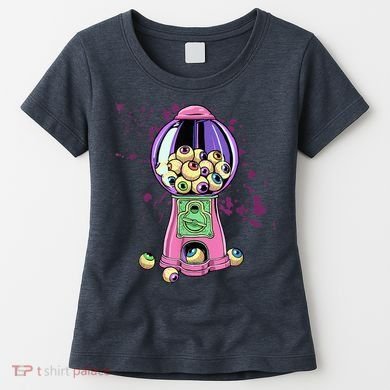 Weirdcore Aesthetic Eyeball Bubble Gumball Machine Halloween Women's T-Shirt