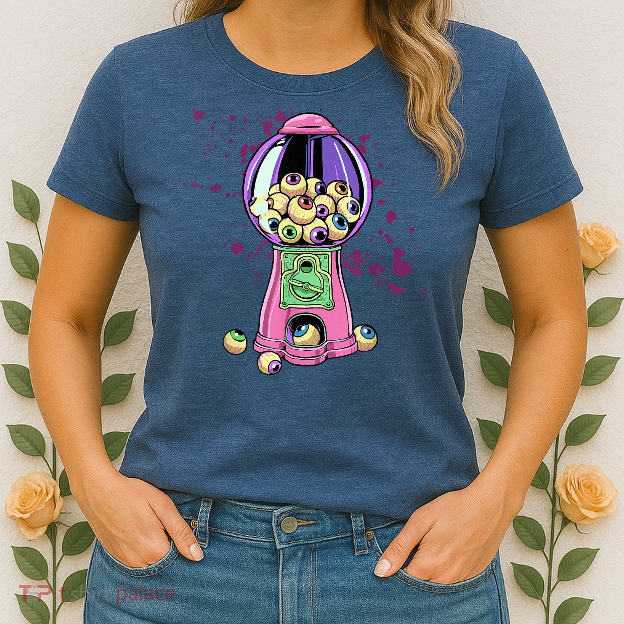 Weirdcore Aesthetic Eyeball Bubble Gumball Machine Halloween Women's T-Shirt