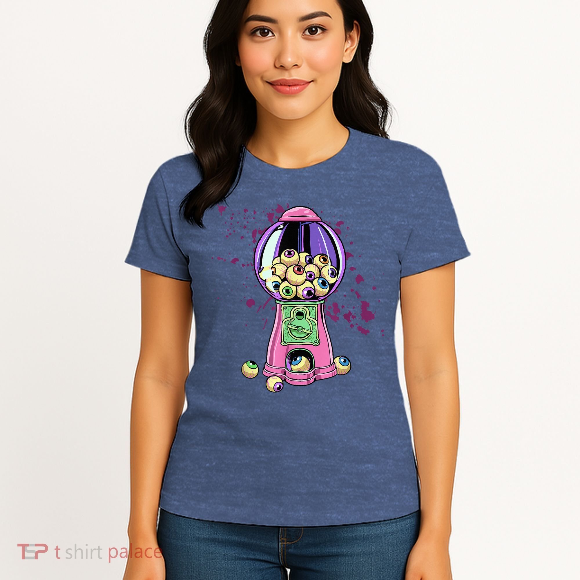 Weirdcore Aesthetic Eyeball Bubble Gumball Machine Halloween Women's T-Shirt