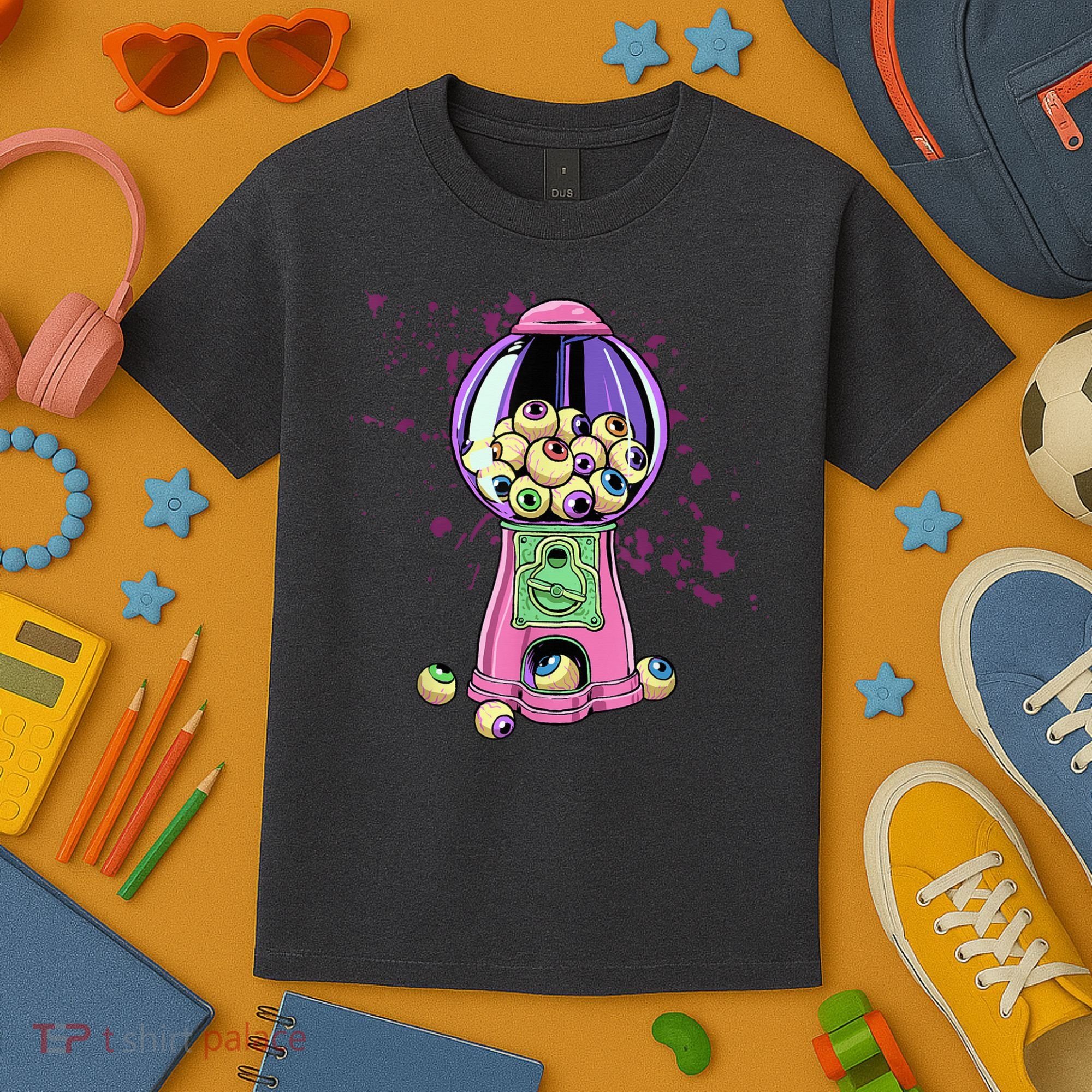 Weirdcore Aesthetic Eyeball Bubble Gumball Machine Halloween Kids T-Shirt