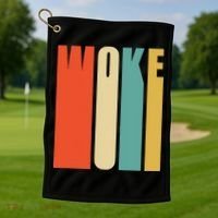 Woke Af Extremely Woke In Retro 60s Style Golf Towel thumb 1