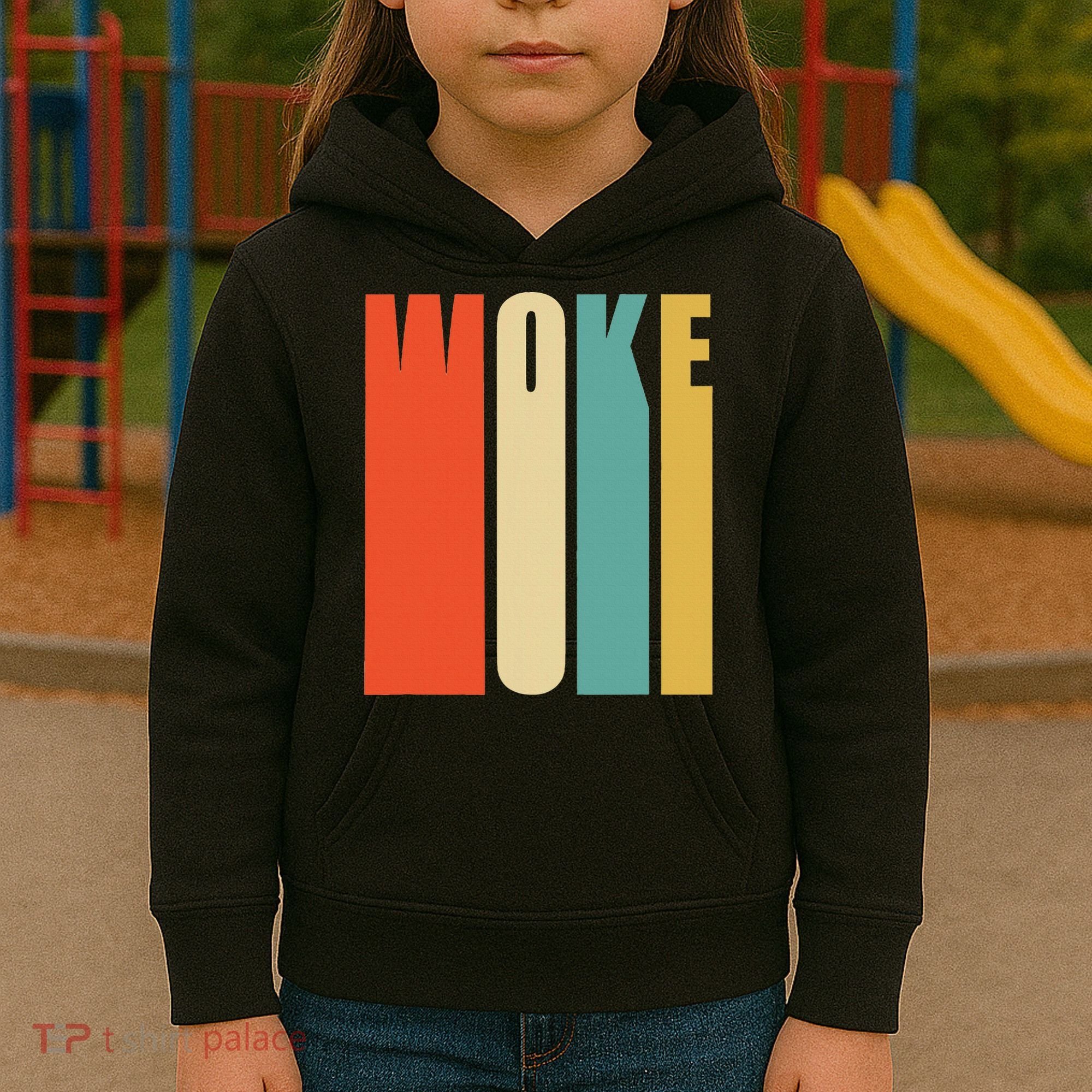 Woke Af Extremely Woke In Retro 60s Style Kids Hoodie
