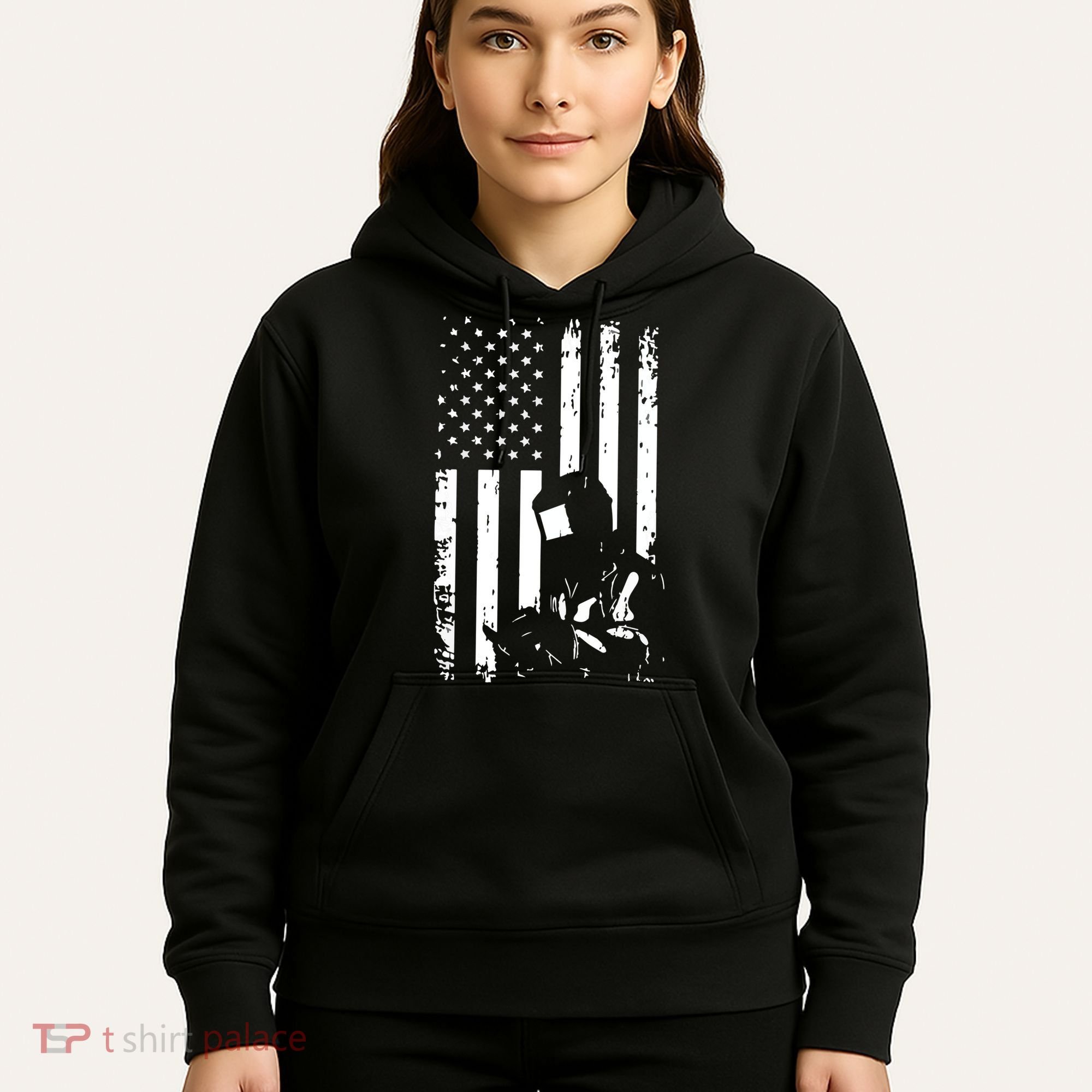 Welder American Flag Welding Gift Usa Distressed Helmet Hoodie