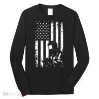 Welder American Flag Welding Gift Usa Distressed Helmet Long Sleeve Shirt thumb 0