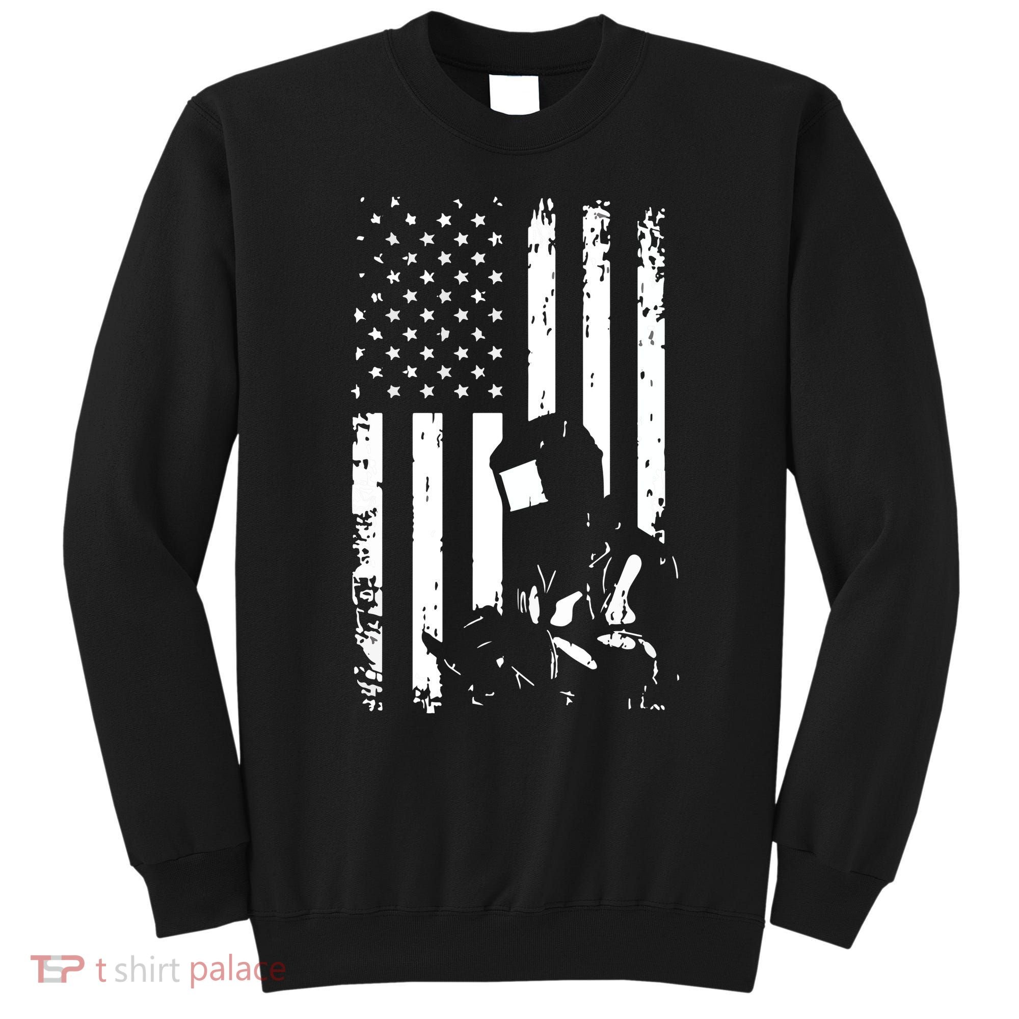 Welder American Flag Welding Gift Usa Distressed Helmet Sweatshirt