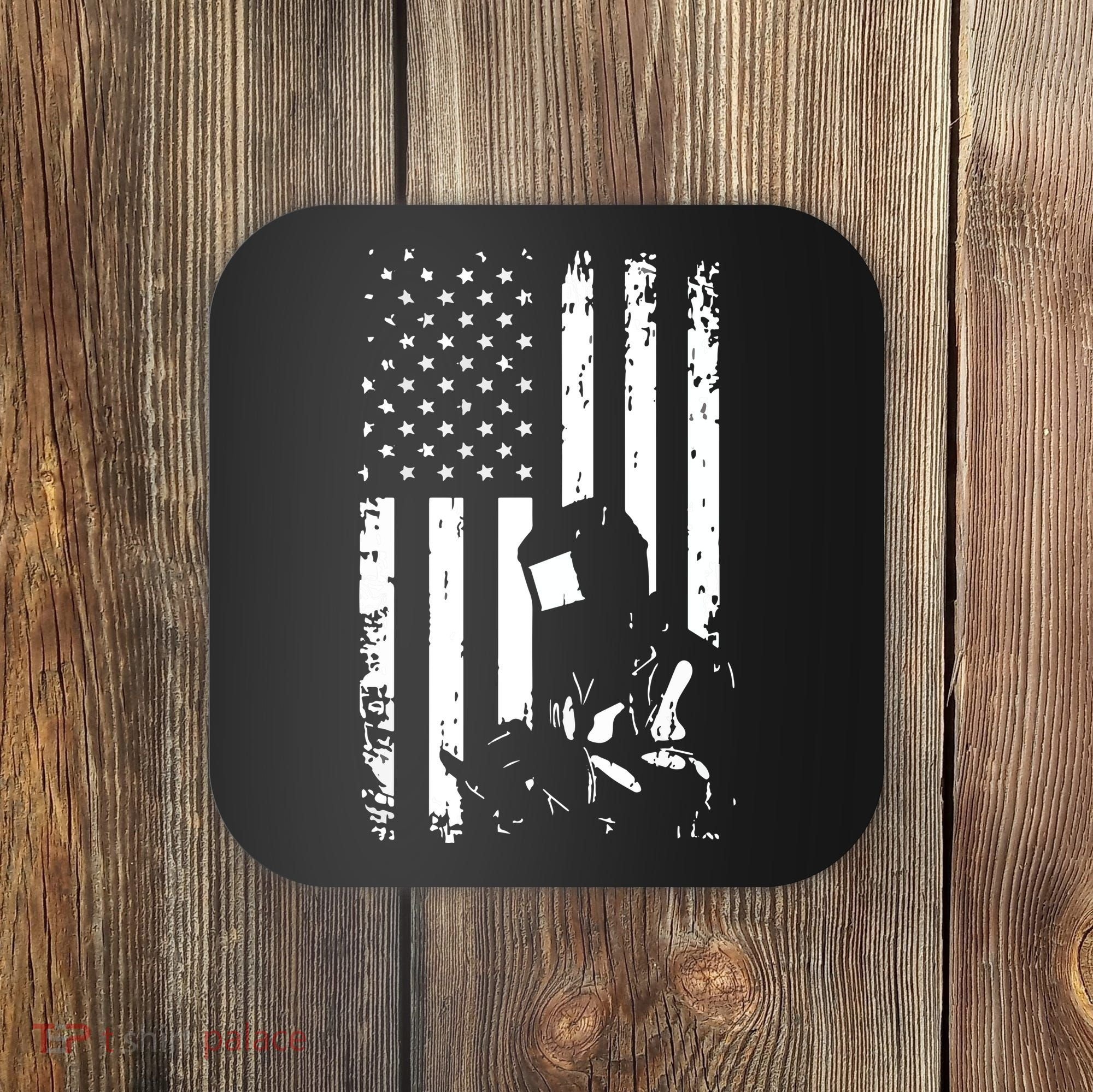 Welder American Flag Welding Gift Usa Distressed Helmet Coaster