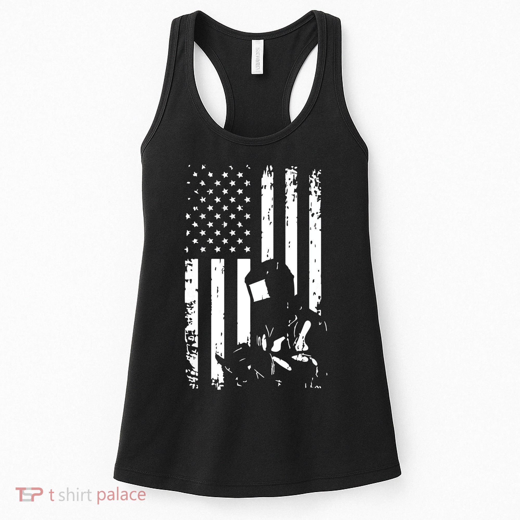 Welder American Flag Welding Gift Usa Distressed Helmet Women's Tank Top