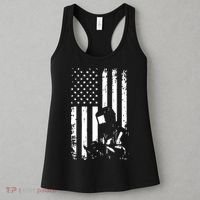 Welder American Flag Welding Gift Usa Distressed Helmet Women's Tank Top thumb 3