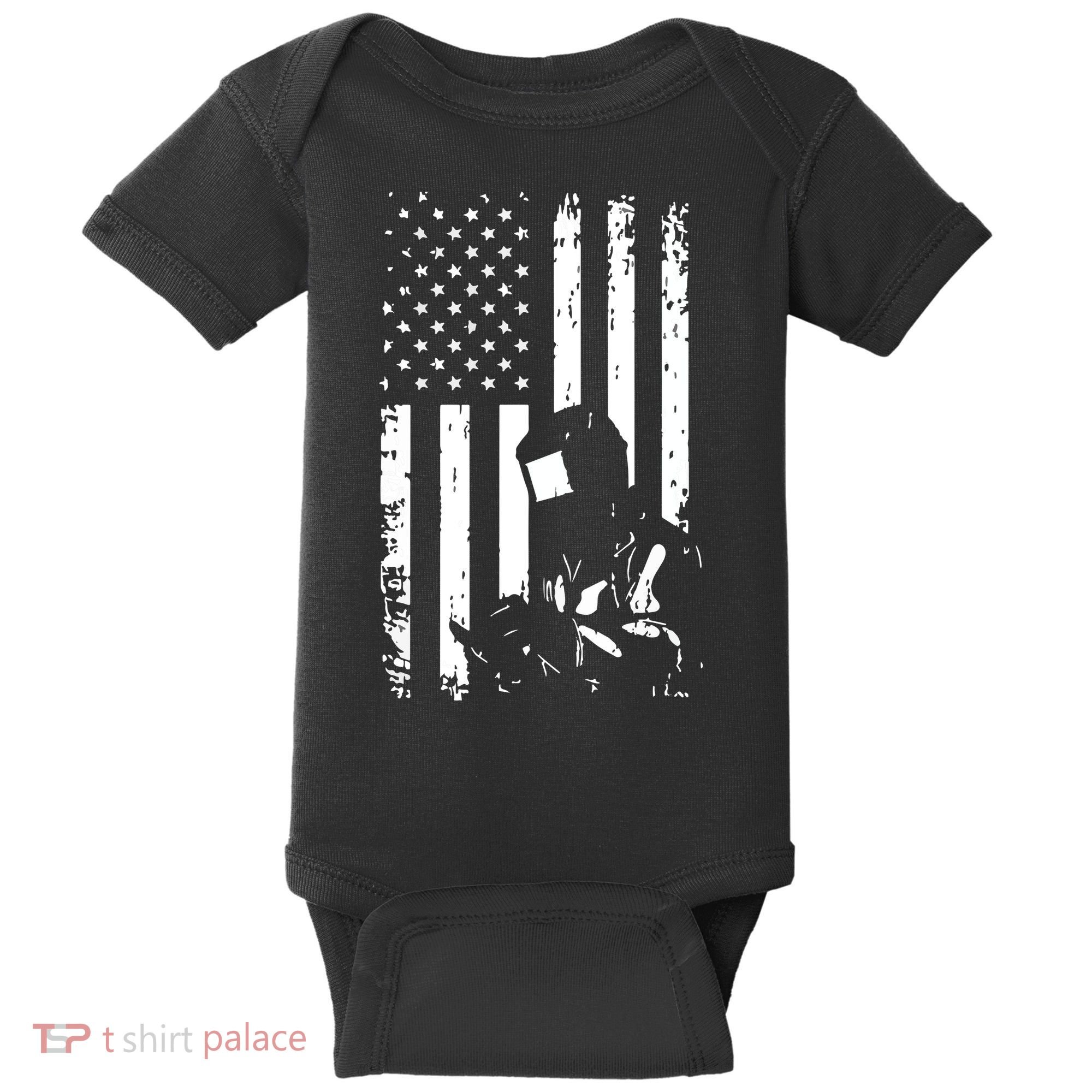 Welder American Flag Welding Gift Usa Distressed Helmet Baby Bodysuit