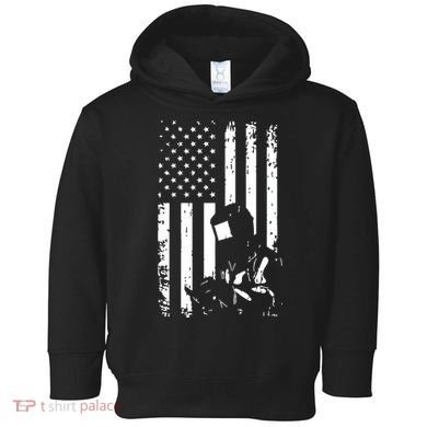 Welder American Flag Welding Gift Usa Distressed Helmet Toddler Hoodie