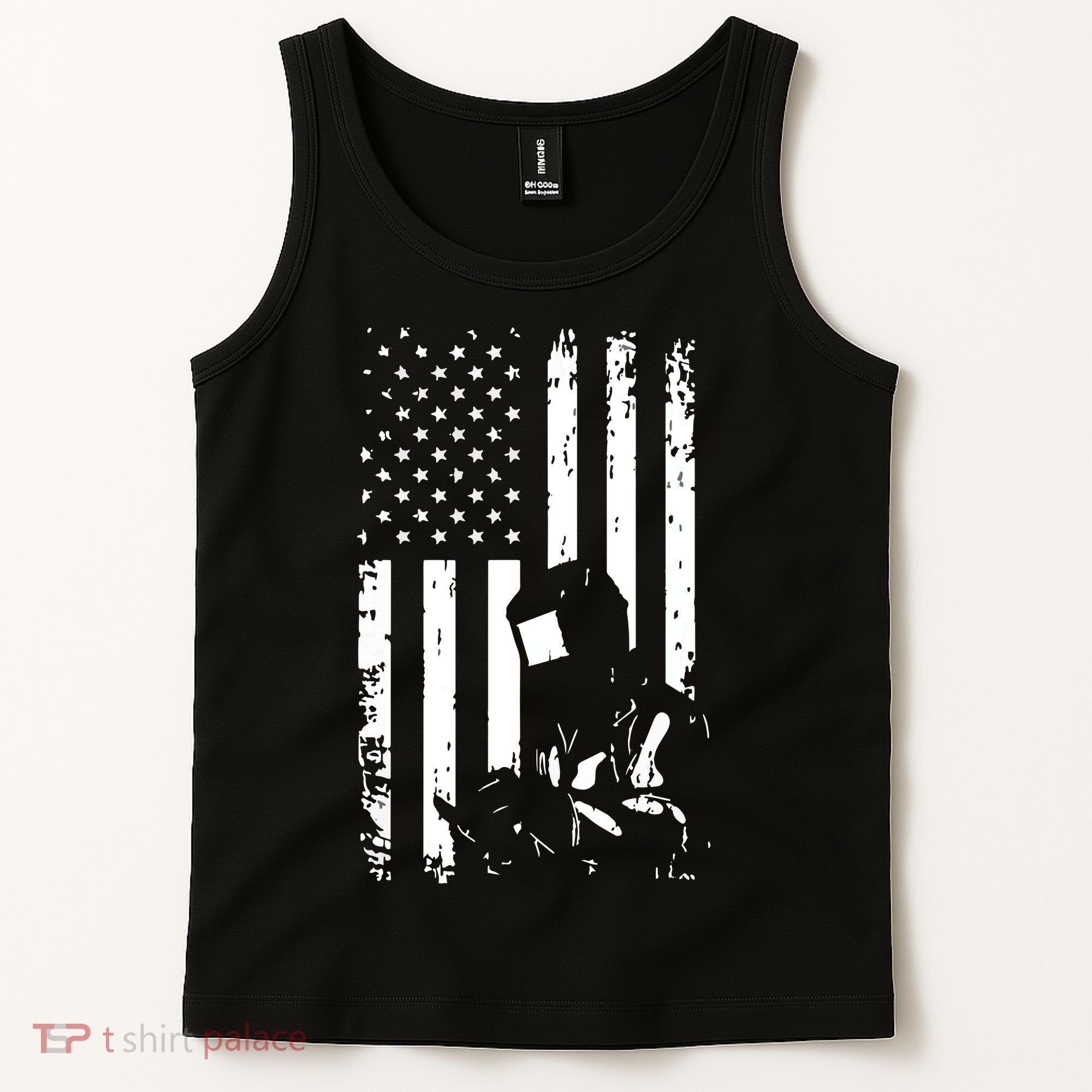 Welder American Flag Welding Gift Usa Distressed Helmet Tank Top