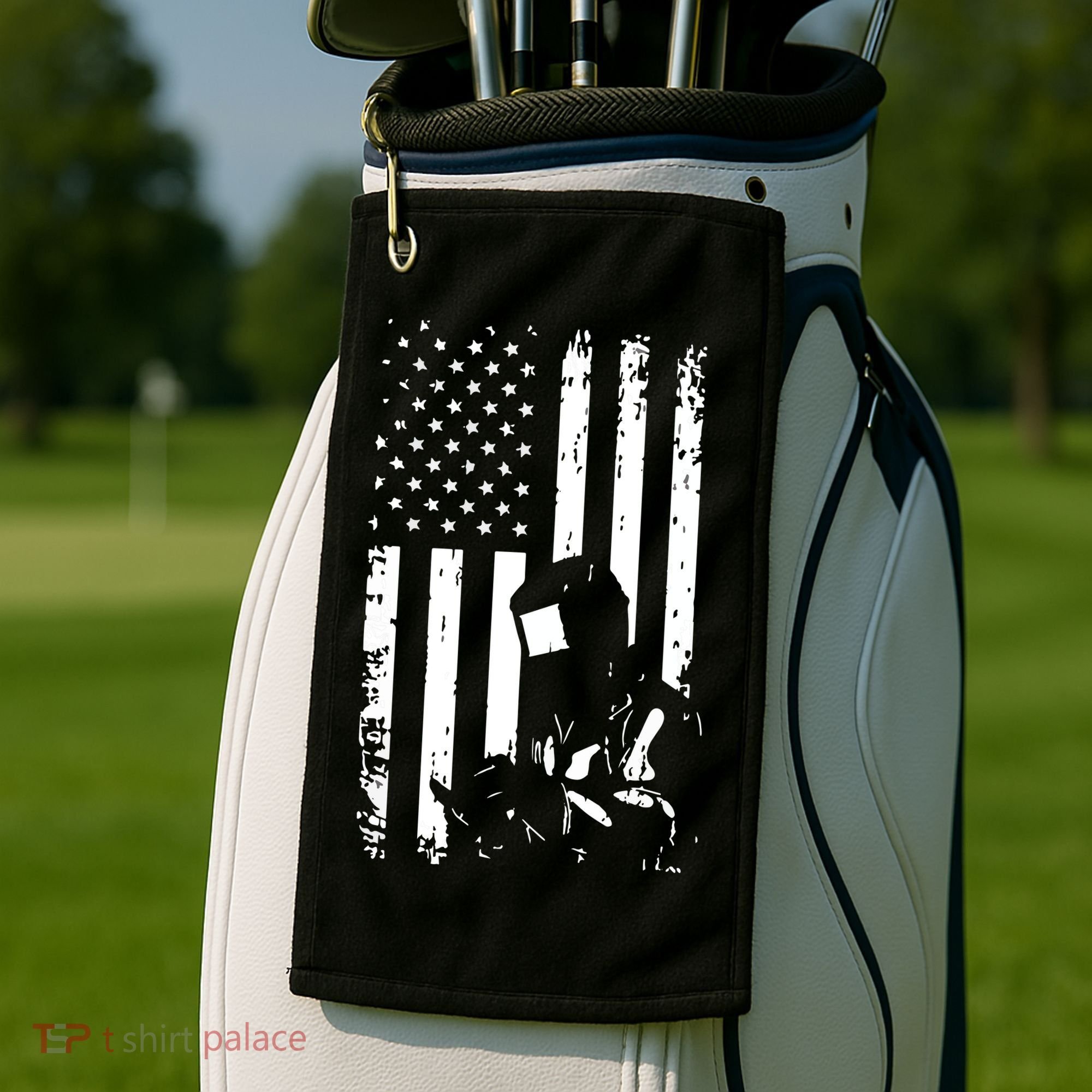 Welder American Flag Welding Gift Usa Distressed Helmet Golf Towel