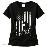 Welder American Flag Welding Gift Usa Distressed Helmet Women's T-Shirt thumb 0