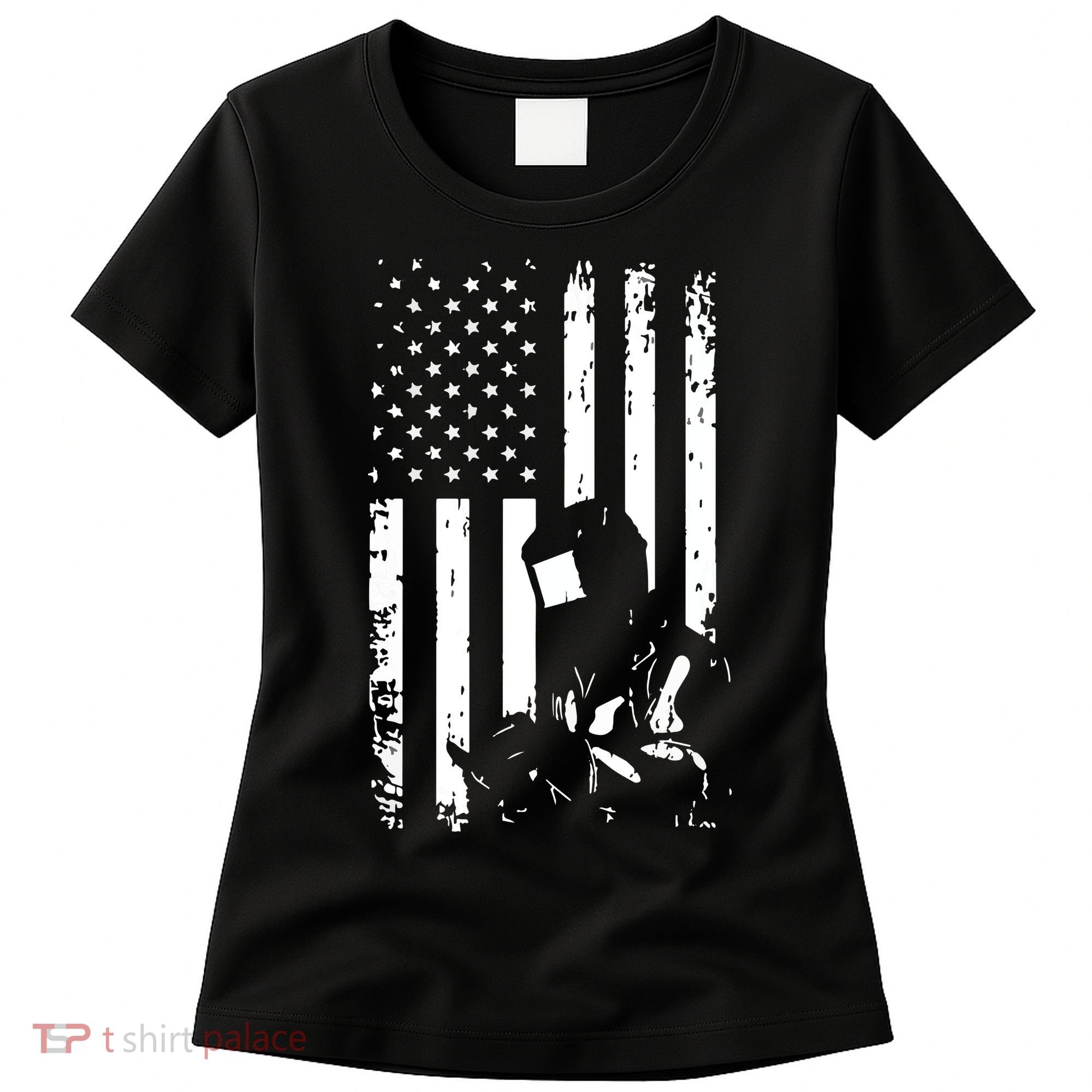 Welder American Flag Welding Gift Usa Distressed Helmet Women's T-Shirt