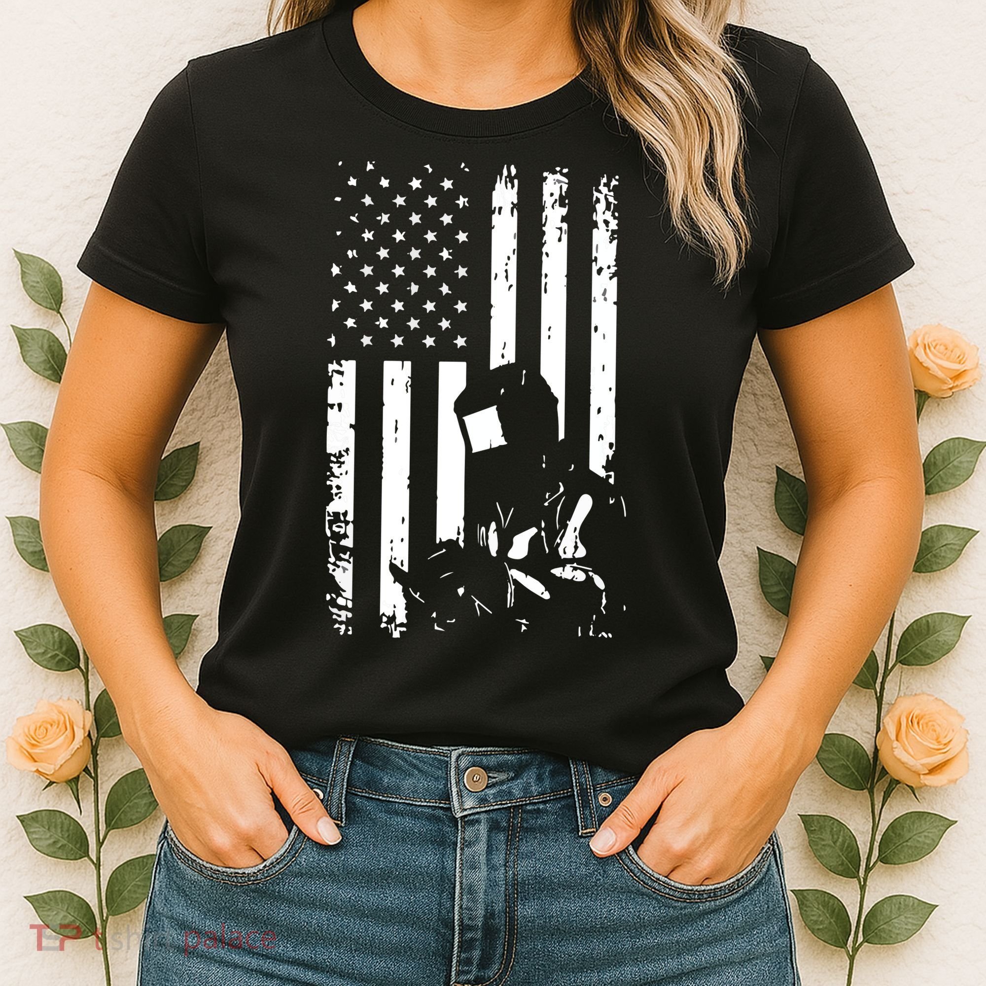 Welder American Flag Welding Gift Usa Distressed Helmet Women's T-Shirt
