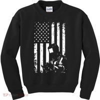 Welder American Flag Welding Gift Usa Distressed Helmet Kids Sweatshirt thumb 0