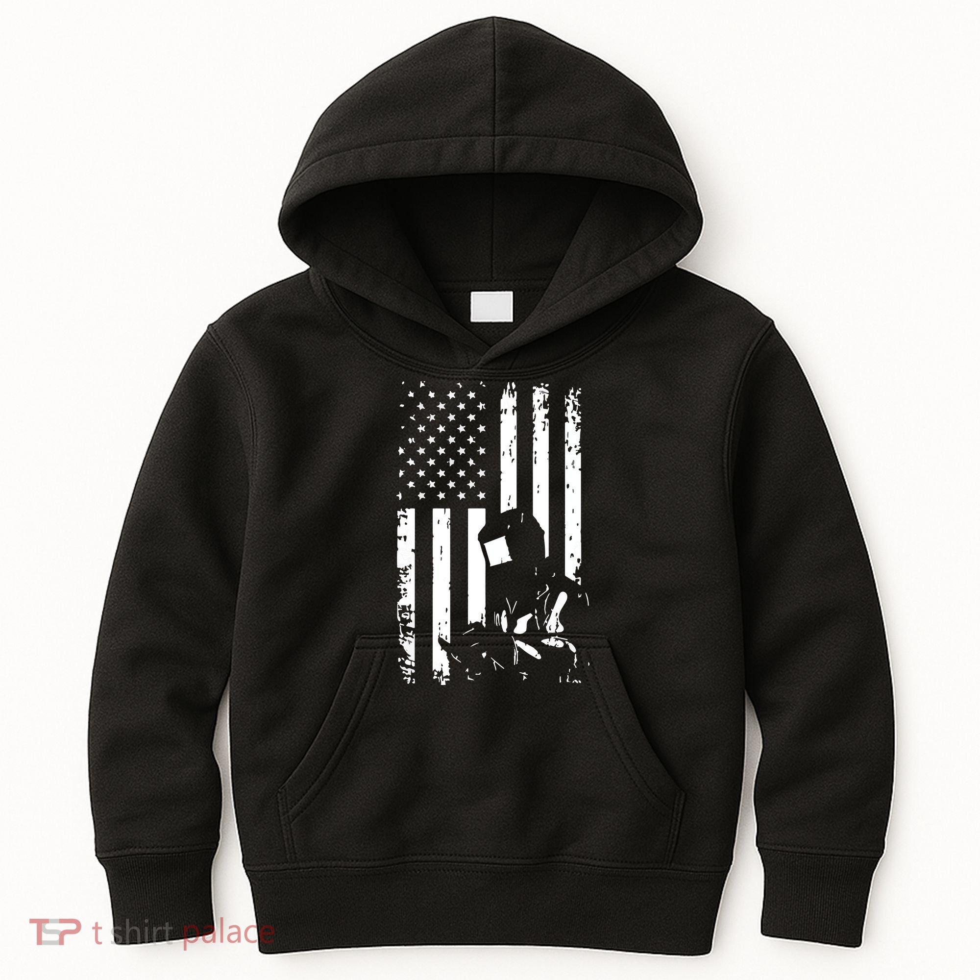 Welder American Flag Welding Gift Usa Distressed Helmet Kids Hoodie