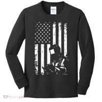 Welder American Flag Welding Gift Usa Distressed Helmet Kids Long Sleeve Shirt thumb 0