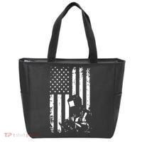Welder American Flag Welding Gift Usa Distressed Helmet Tote Bag thumb 0