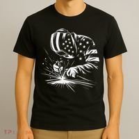 Welder American Flag Usa Patriotic Welding Welder T-Shirt thumb 3
