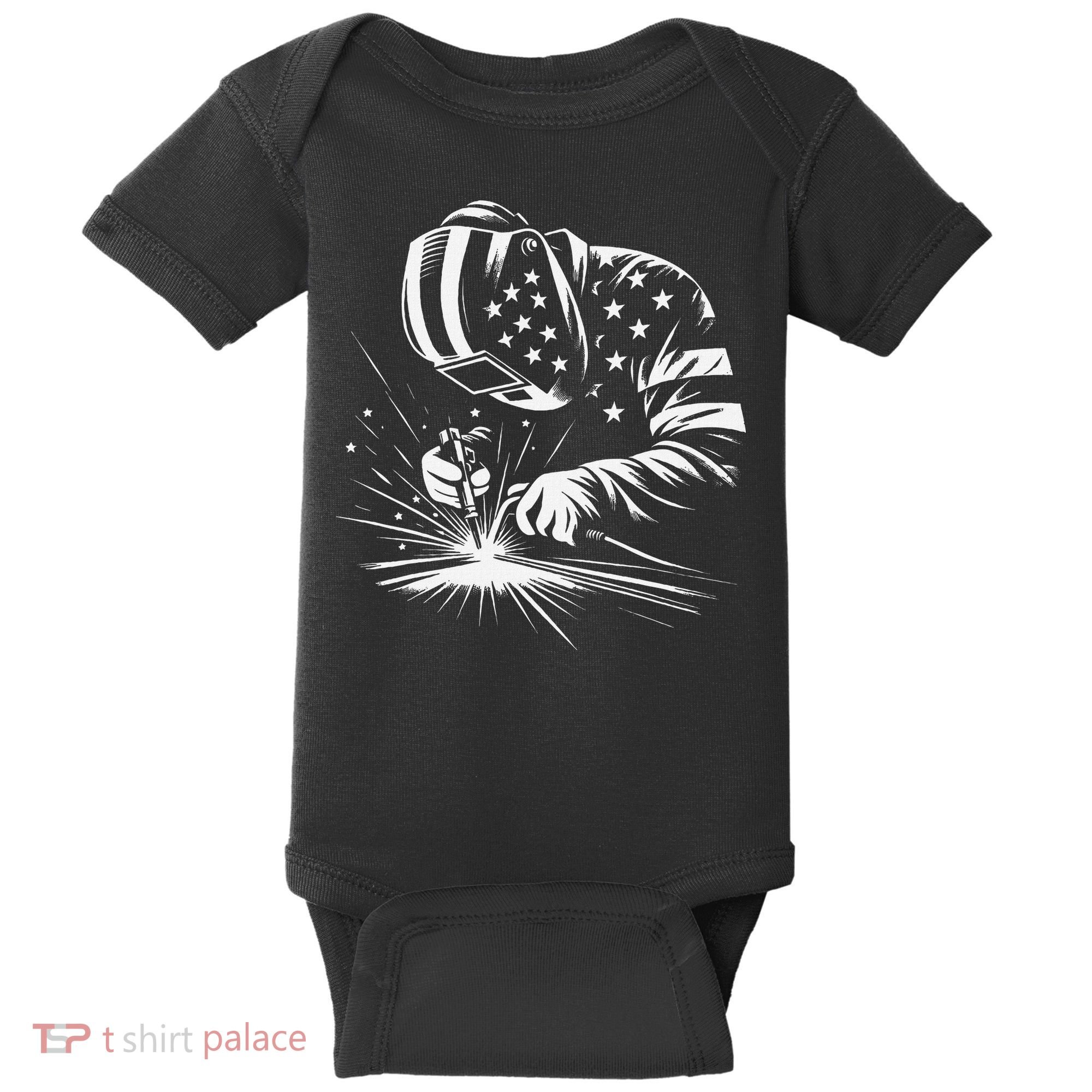 Welder American Flag Usa Patriotic Welding Welder Baby Bodysuit