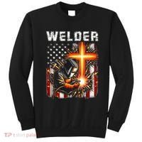 Welder American Flag Welding Faith Cross Christian Religious Sweatshirt thumb 0