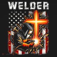 Welder American Flag Welding Faith Cross Christian Religious Women's Hoodie thumb 2