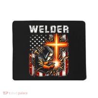 Welder American Flag Welding Faith Cross Christian Religious Mousepad thumb 0