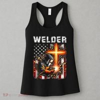 Welder American Flag Welding Faith Cross Christian Religious Women's Tank Top thumb 3
