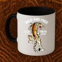 Wild And Free Enjoy Cool Brave Tokyo Japan Wild Tiger Graphic Gift Coffee Mug thumb 2