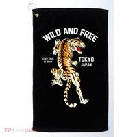 Wild And Free Enjoy Cool Brave Tokyo Japan Wild Tiger Graphic Gift Golf Towel thumb 0