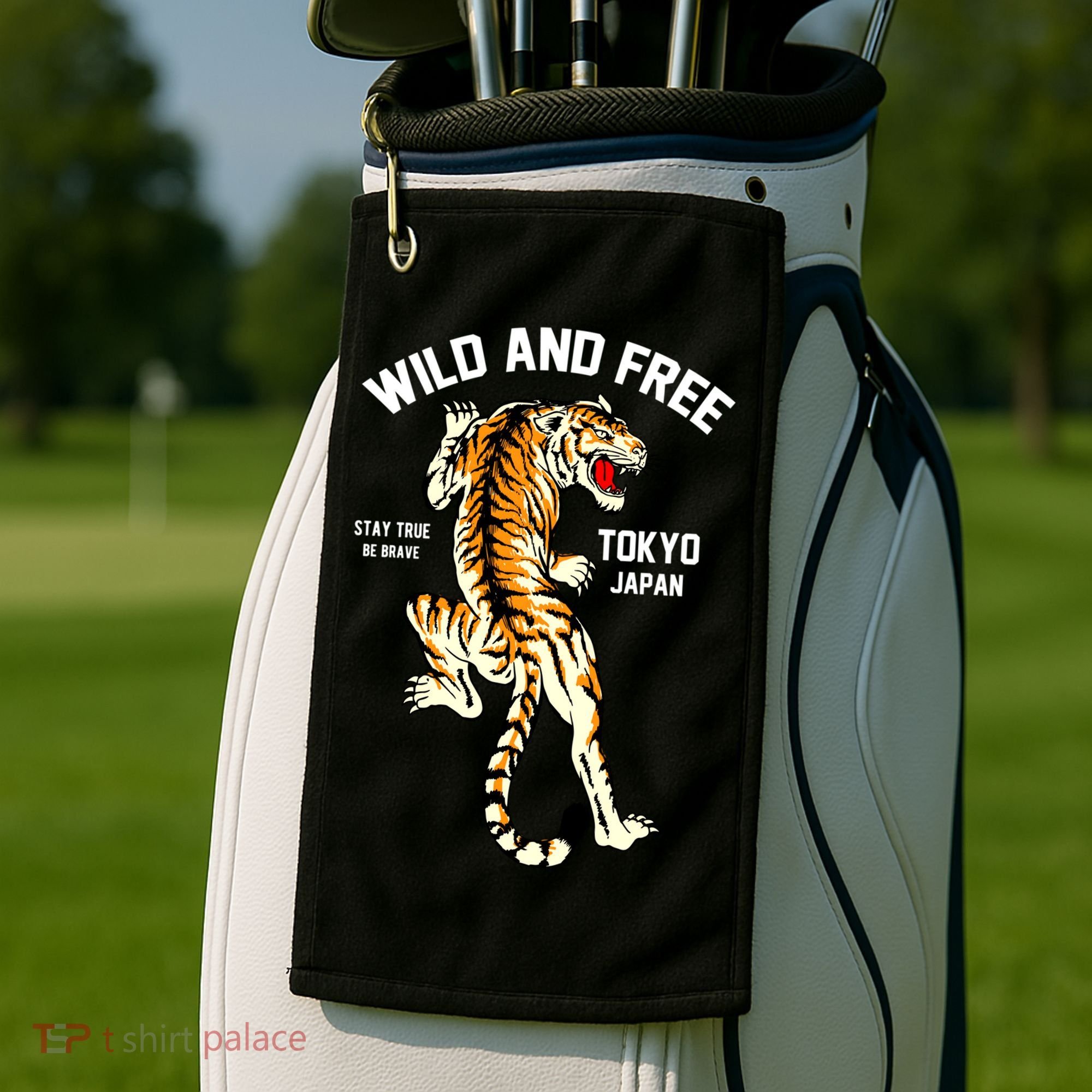 Wild And Free Enjoy Cool Brave Tokyo Japan Wild Tiger Graphic Gift Golf Towel