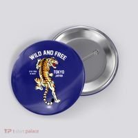 Wild And Free Enjoy Cool Brave Tokyo Japan Wild Tiger Graphic Gift Button thumb 0