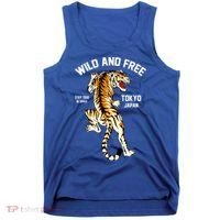 Wild And Free Enjoy Cool Brave Tokyo Japan Wild Tiger Graphic Gift Tank Top thumb 0