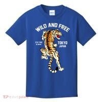 Wild And Free Enjoy Cool Brave Tokyo Japan Wild Tiger Graphic Gift Kids T-Shirt thumb 0
