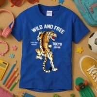 Wild And Free Enjoy Cool Brave Tokyo Japan Wild Tiger Graphic Gift Kids T-Shirt thumb 3