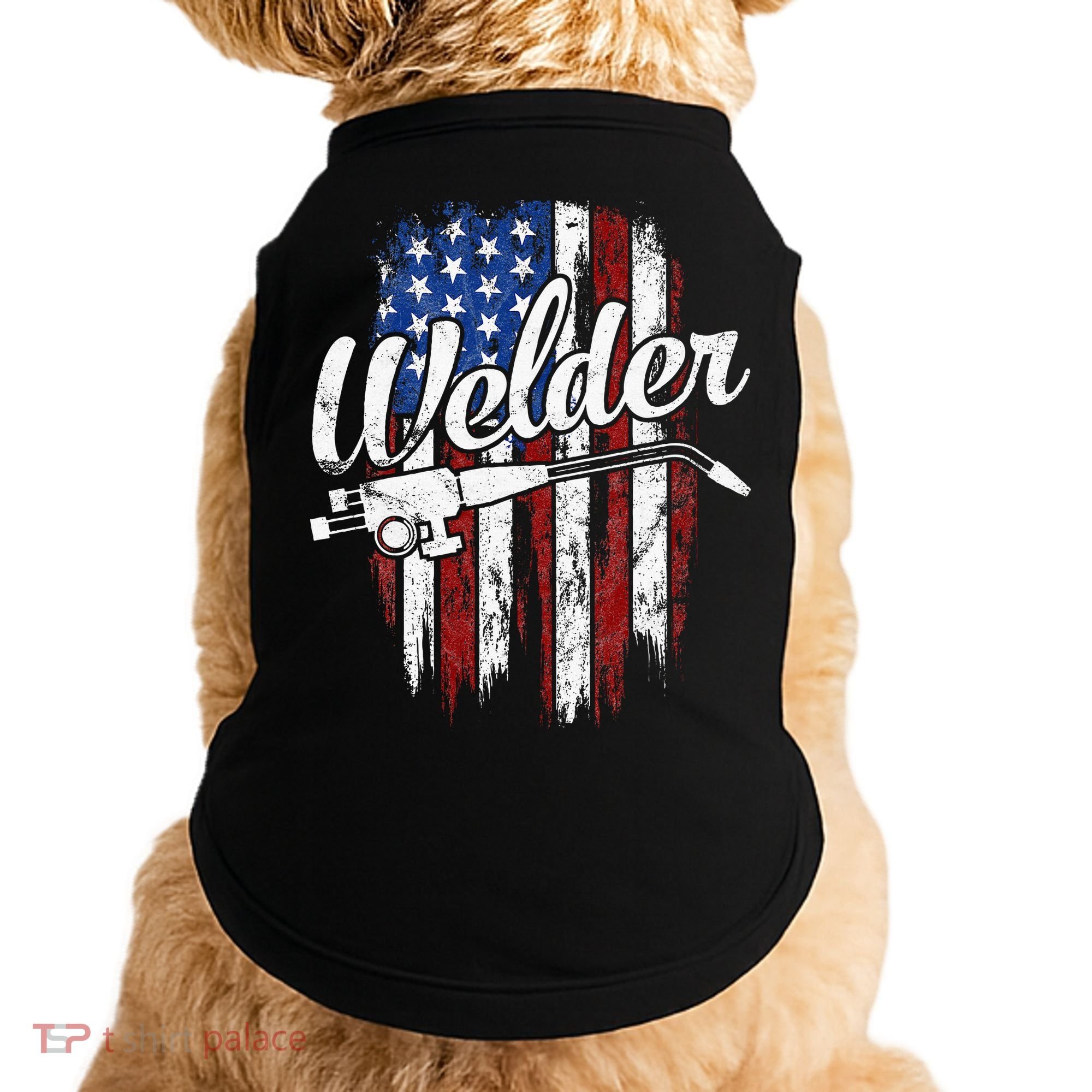 Welder American Flag Welding Gift Usa Patriotic Doggie Tank