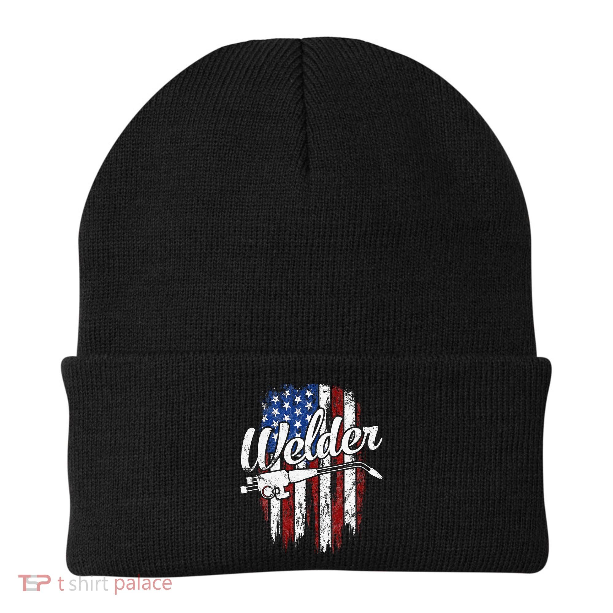 Welder American Flag Welding Gift Usa Patriotic Beanie