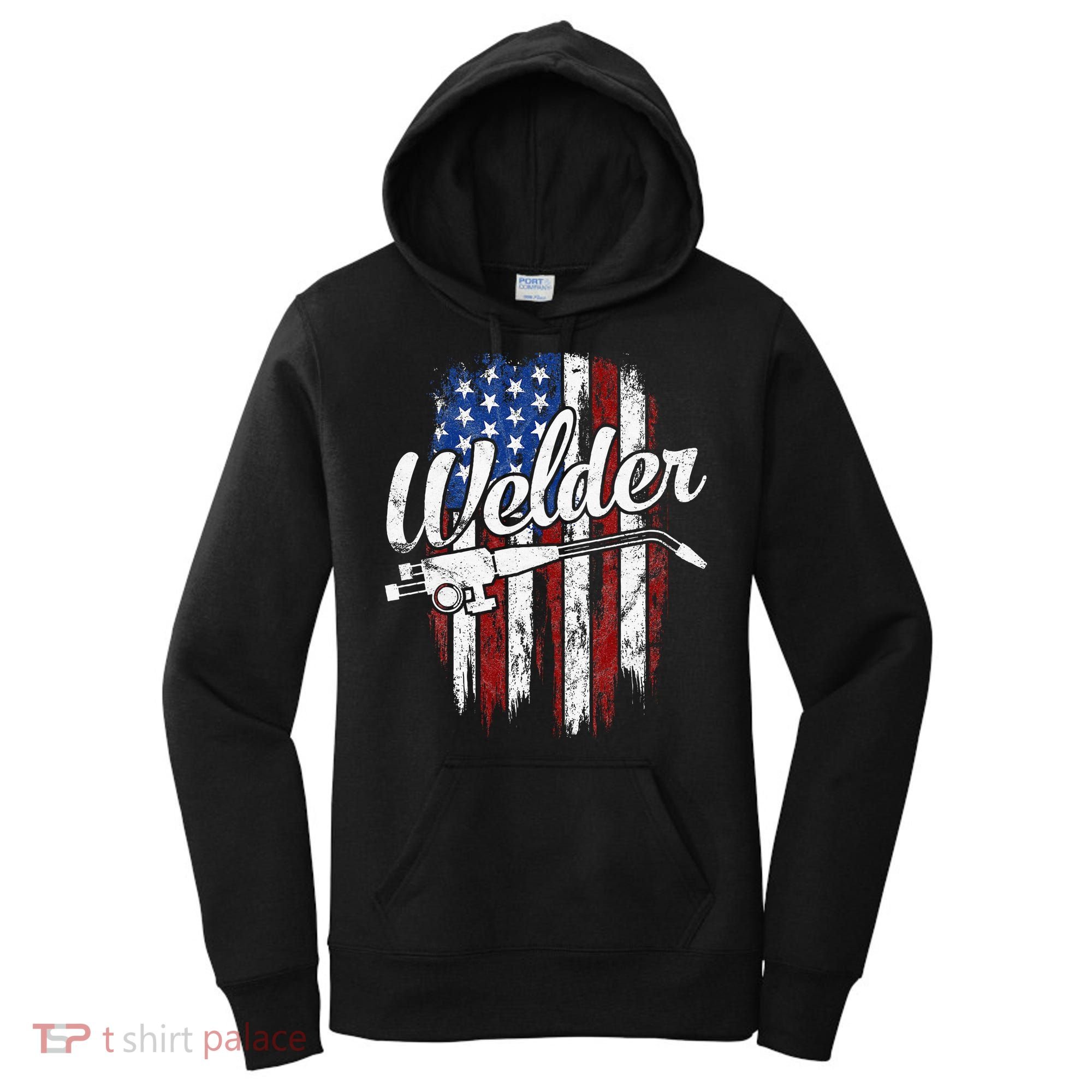 Welder American Flag Welding Gift Usa Patriotic Women's Hoodie