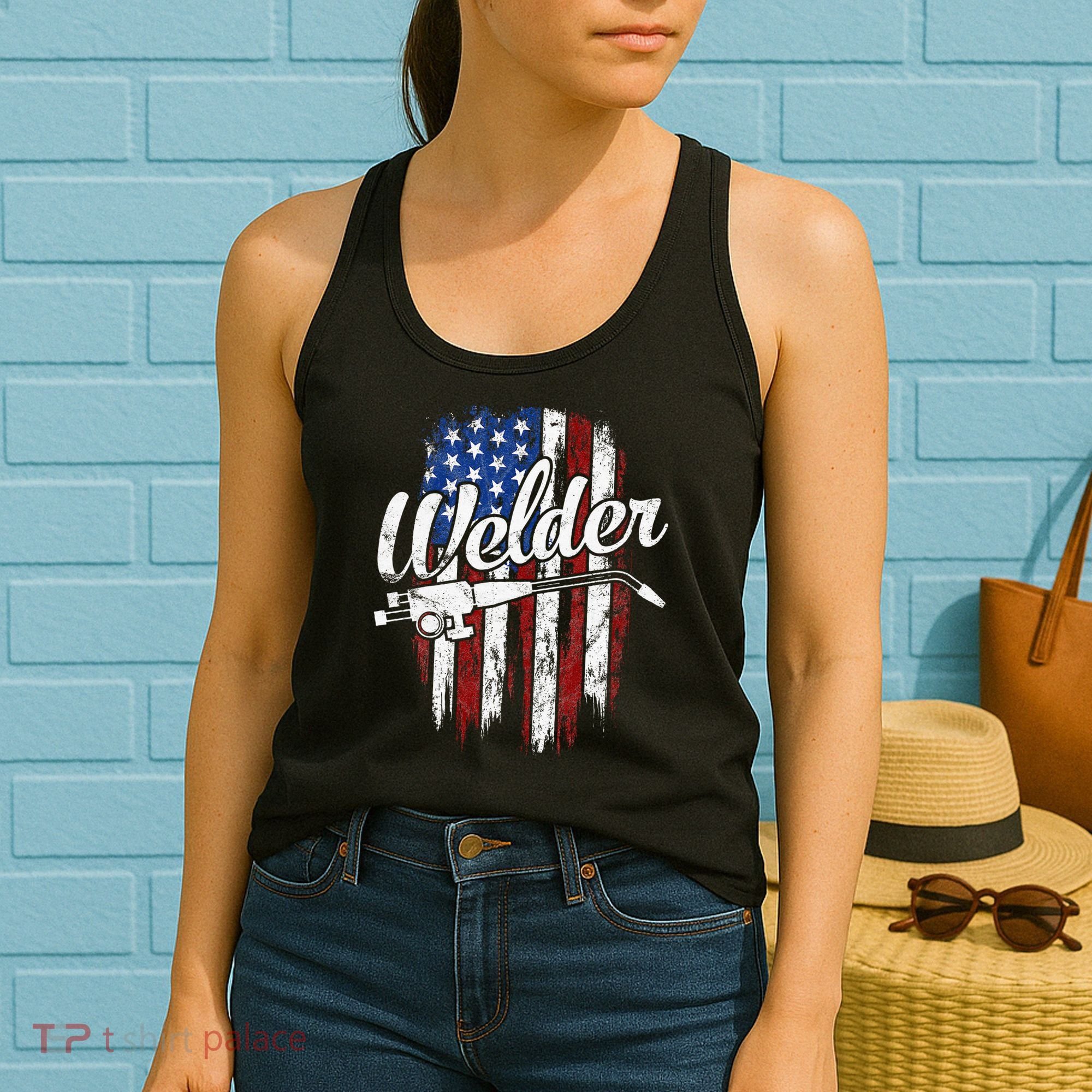 Welder American Flag Welding Gift Usa Patriotic Women's Tank Top
