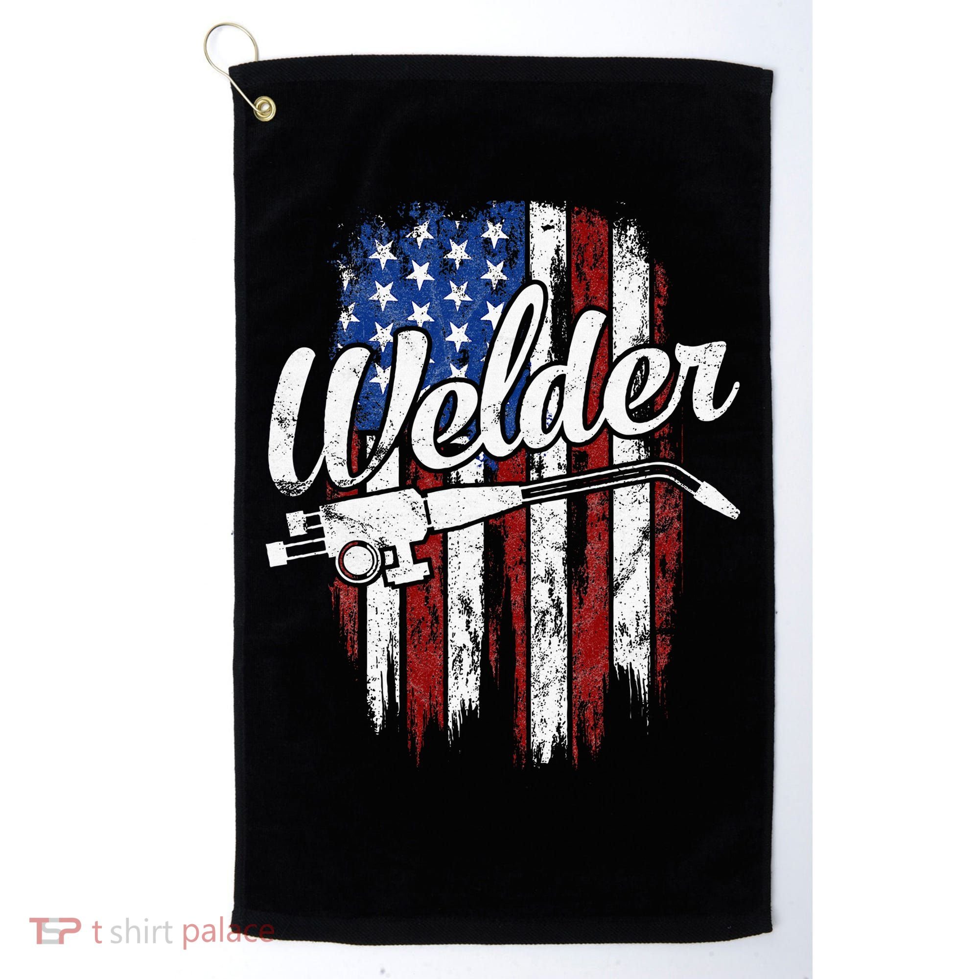 Welder American Flag Welding Gift Usa Patriotic Golf Towel