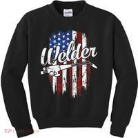 Welder American Flag Welding Gift Usa Patriotic Kids Sweatshirt thumb 0