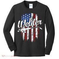 Welder American Flag Welding Gift Usa Patriotic Kids Long Sleeve Shirt thumb 0