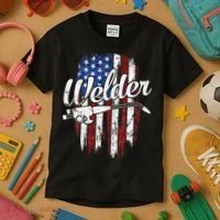 Welder American Flag Welding Gift Usa Patriotic Kids T-Shirt thumb 3