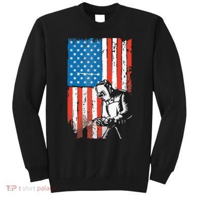 Welding American Flag Welder Fathers Day Design On Back Sweatshirt