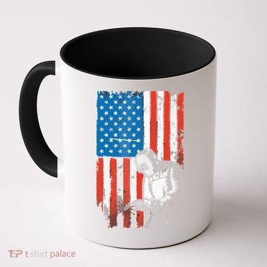 Welding American Flag Welder Fathers Day Design On Back Coffee Mug