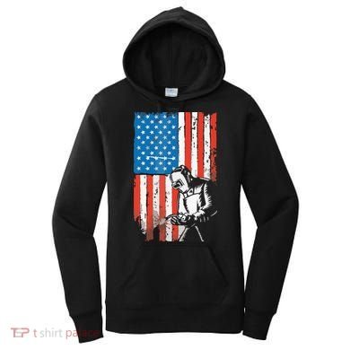 Welding American Flag Welder Fathers Day Design On Back Women's Hoodie