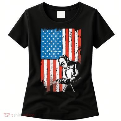 Welding American Flag Welder Fathers Day Design On Back Women's T-Shirt