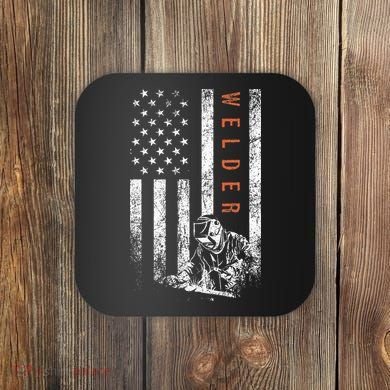 Welder American Flag Design Welding Coaster