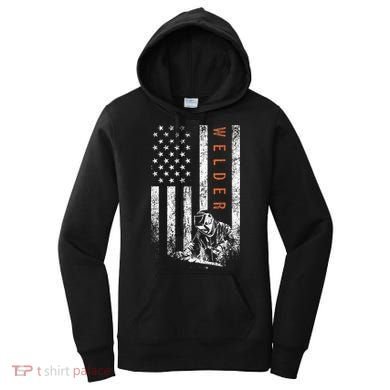 Welder American Flag Design Welding Women's Hoodie